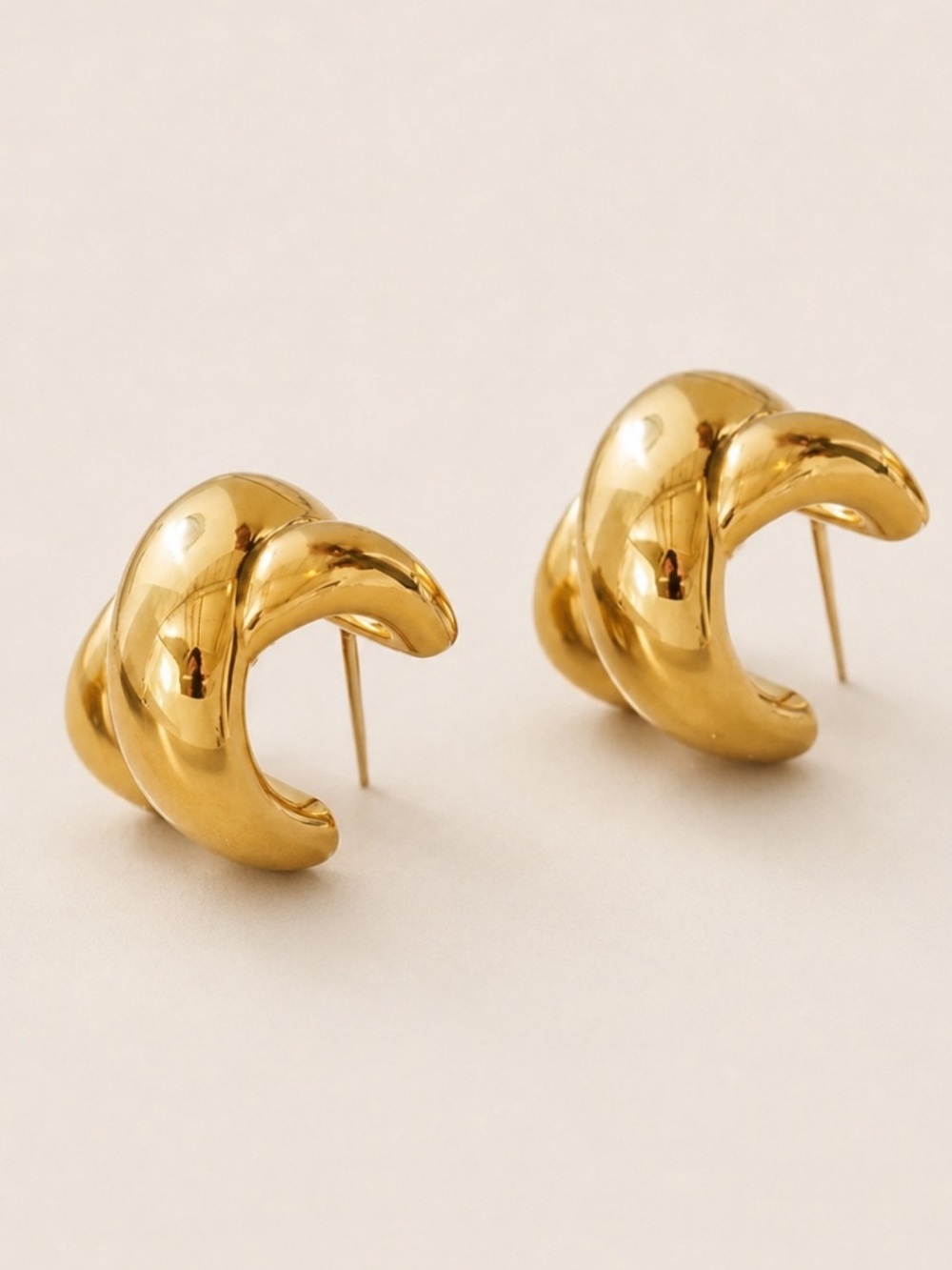 New! Gold Cross Semi Huggie Hoop Earrings NWOT 5058